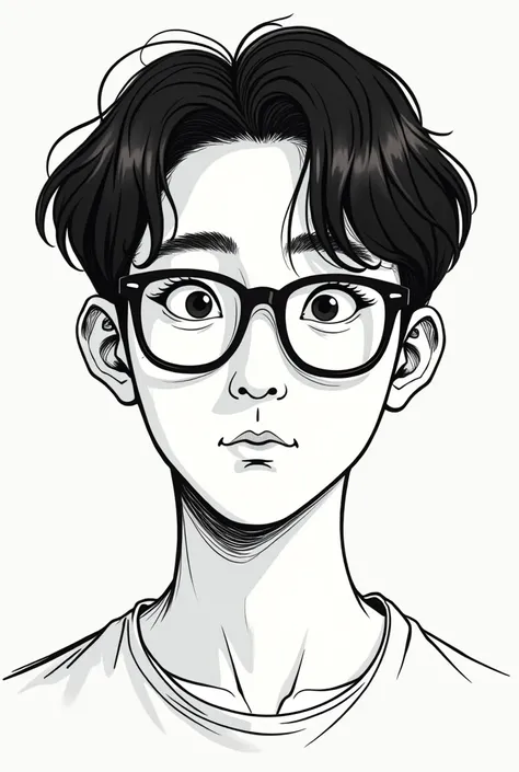 Create a easy drawing pen pictures of Korean nerd face