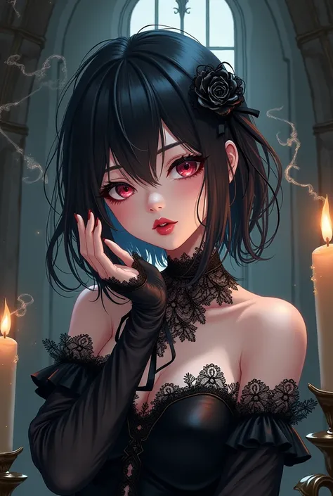 A gothic one, anime style and blowing a kiss 