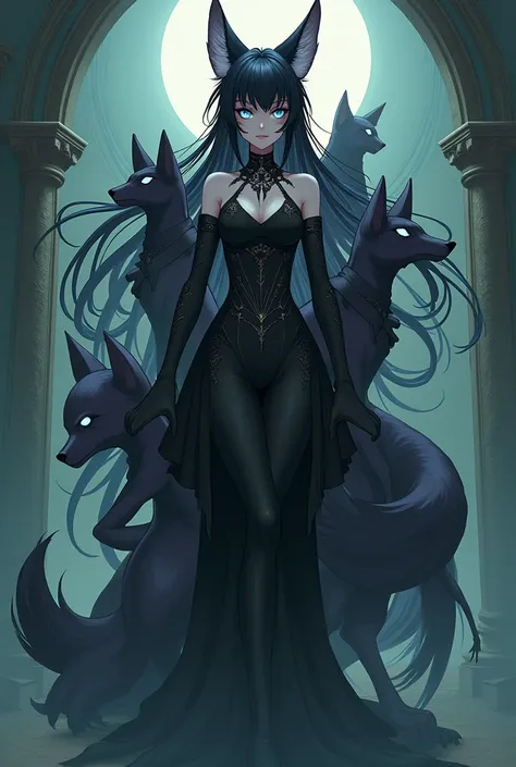 giGaintess  goth Anime woman fox hair ears diffrent bodies potrait 