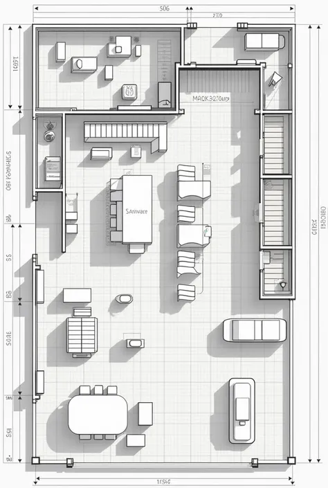 Here is the detailed design, Make them as if they were architectural plans and put all their measurements in detail and in Spanish.  :

*Total Land Area: 25 meters wide x 40 meters long*

1. *Sales Area*  
   - *measures*: 10 meters wide x 10 meters long -...