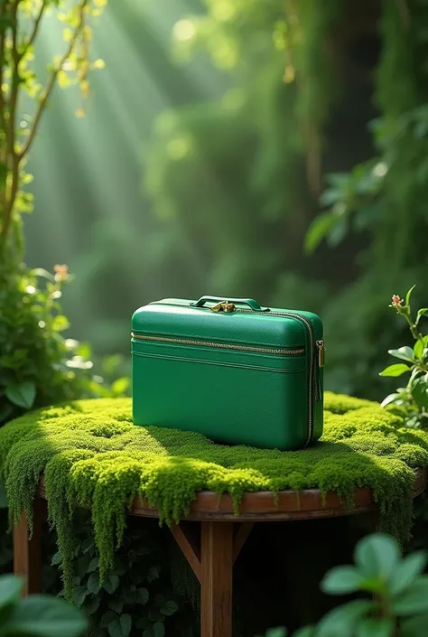 Green kit on SVT table, the table is covered with invasive green moss