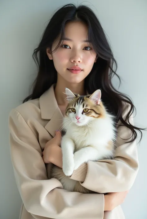 Jennie Kim holding a cat.