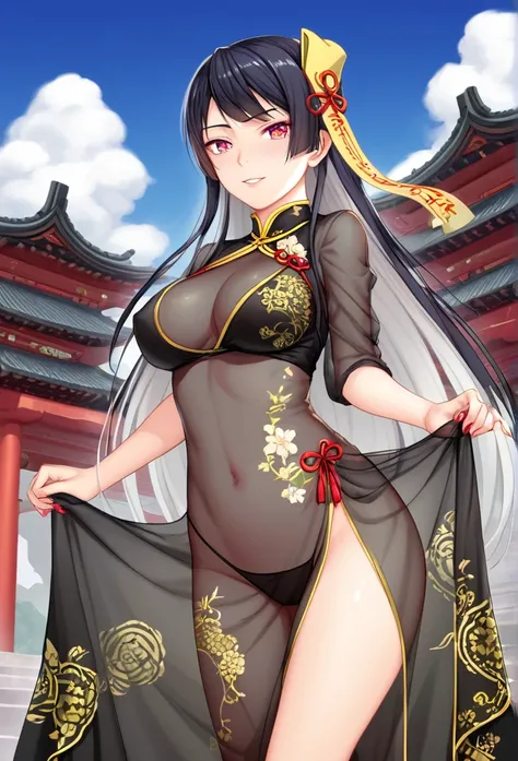 Female Sanzang Priest，journey to the west，Black see-through dress