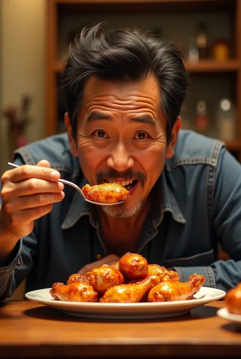 Stephen Chow eating roasted chicken wings