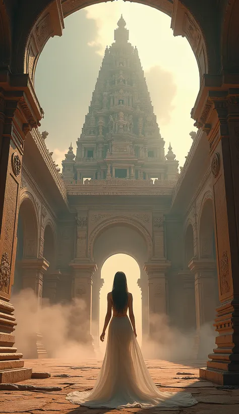 ancient architecture, Hindu Temples, ((Masterpiece, Highest quality, Best picture quality, high resolution, realistic, RAW photos, 8ก, Highly detailed CG synthesis 8ก wallpaper)), (Shooting the great and amazing goddess, Very hot and sexy, Incredible beaut...