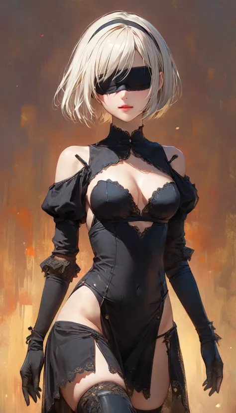 {(masterpiece,best quality, 16K portrait, UHD, extremely detailed the work, detailed beautiful face and eyes and skin and hair)} 
BREAK {(realistic anime style)} 
BREAK {1 adult-woman,(2B of Nier-Automa), (pale-off-white colored hair, short cut hair),(very...