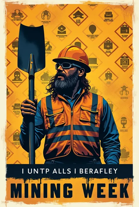 Mining Safety week posters including of shovel, dumper, PPE, open cast method in logo pattern for drawing 