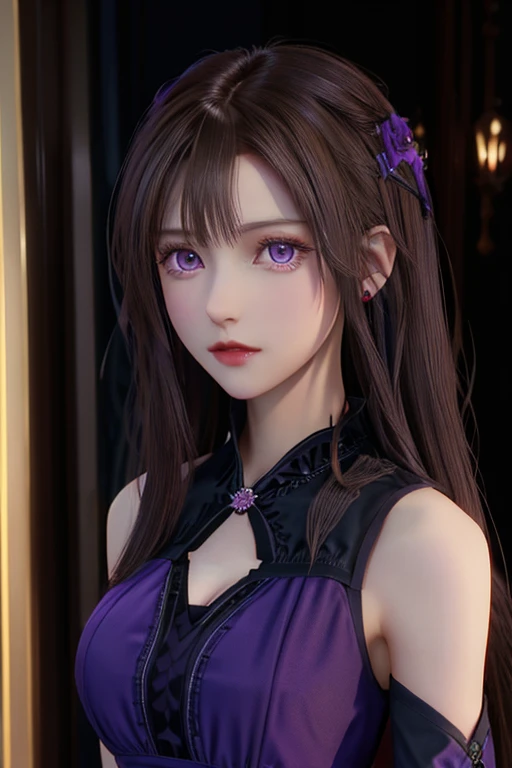 masterpiece, Highest quality, One girl, Elaina_(May_no_gossip), Brown Hair, Purple eyes, Long Hair, Have、Gothic Dress