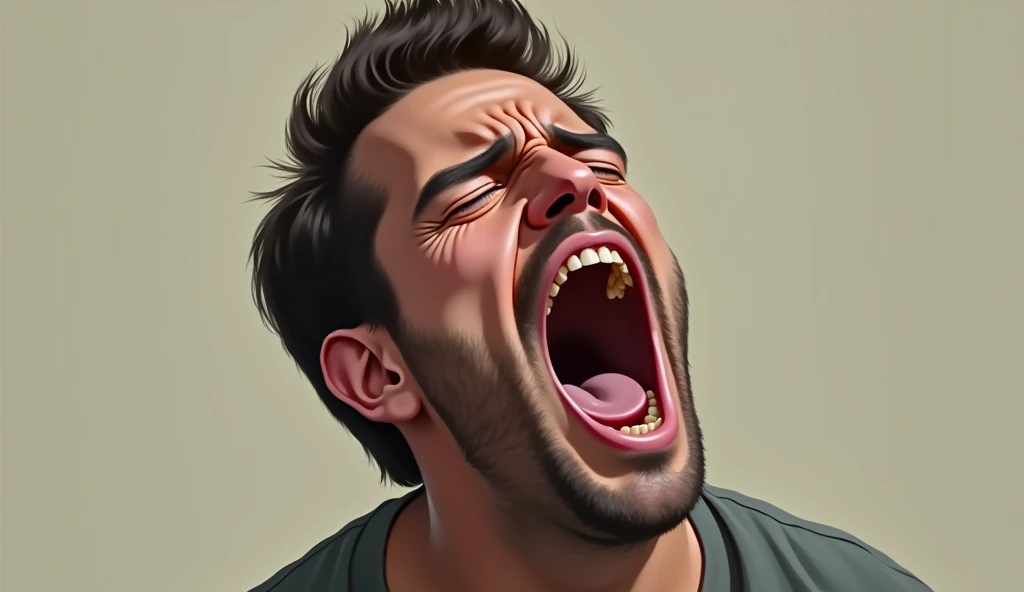 portrait of a man yawning