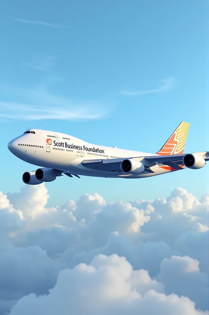 Image of a boeng 747 written Scott Business Foundation 