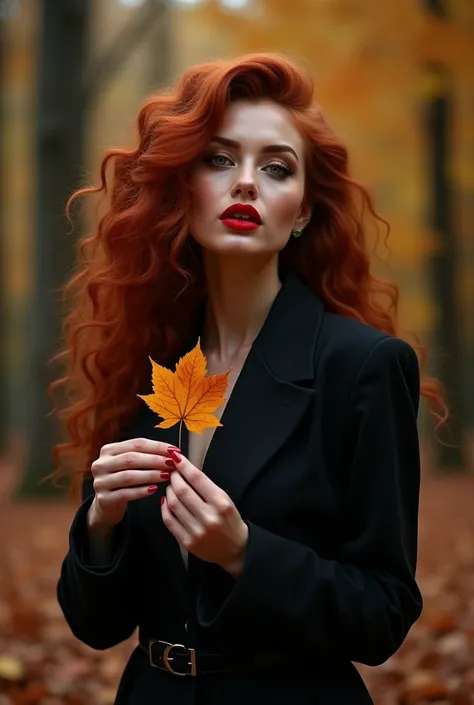 Perfectly beautiful girl, super realistic photo, 4k, 8k, ((Russian girl)), ((red long hair)), ((perfectly long hair)), curly long hair, big eyes, complex makeup, perfect big eyes, ((perfectly pouty lips)), big lips, lips in a kiss, red lipstick on the lips...