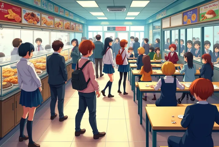 school canteen, anime style