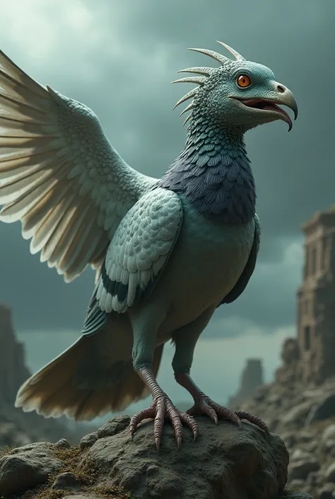 Homing pigeon with lizard monsters merge