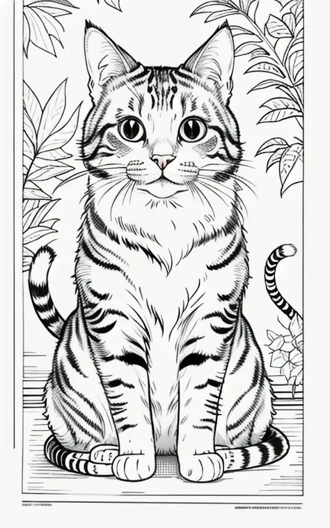 Coloring book is enough、Coloring book is enough、High resolution cat coloring book、Realistic texture、Carefully drawn down to the last detail