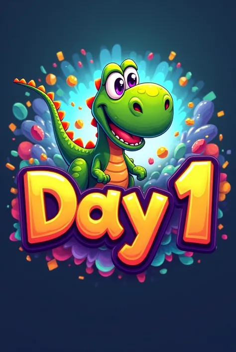 logo,include word"Day1",without ball,colorful,game,dino