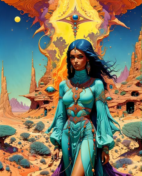 Moebius (Jean Giraud) Style - A picture by Jean Giraud Moebius, ((masterpiece)), ((best quality)), (masterpiece, highest quality), (masterpiece),
(extremely intricate all details)、(extremely realistic all Texture )、(masterpiece), psychedelic abstract art, ...