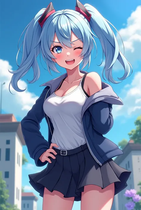 masterpiece, sexy anime girl, combatant senior, light blue hair, ass sticking out, yellow fart, laughing at the protagonist, sister , Source_Anime , farts, big farts, excessive farts, gas clouds