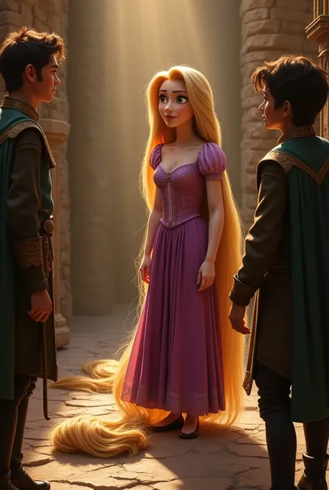 Heartbroken, Rapunzel must choose between staying with Gothel or escaping with Flynn. Flynn pretends he cares for her and wants to help her escape Gothels control. Rapunzel, desperate for someone to trust, decides to believe Flynn and fights back “as brave...