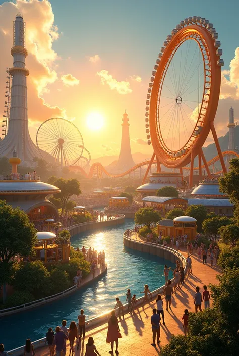 Maka me a solar theme park with rides like a roller couster