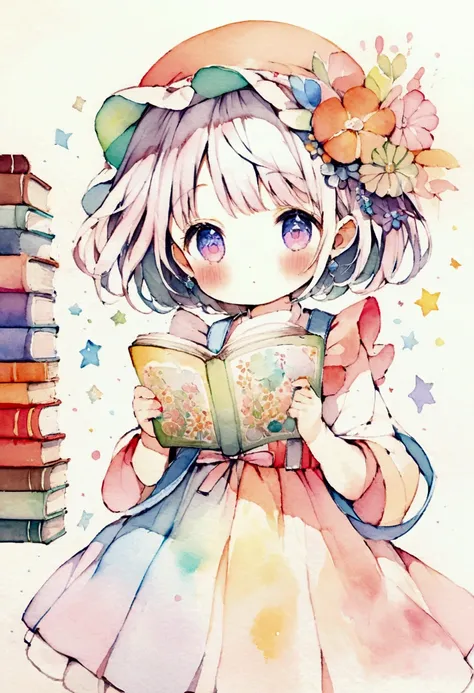 Small reading book　Overall it&#39;s vibrant and cute　Watercolor