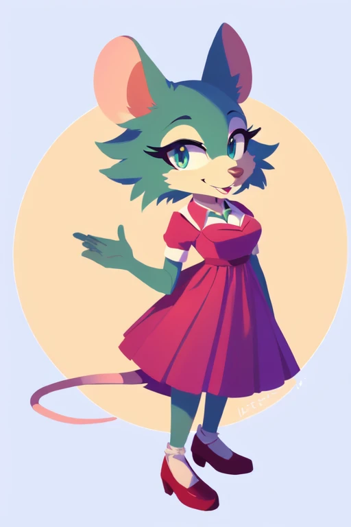 drawing of a cartoon mouse with a dress and a big nose, an anthropomorphic rat, anthropomorphic mouse, anthropomorphic rat, beautiful mouse - girl, anthropomorphic!!, !anthropomorphic!, legoshi from beastars, professional furry drawing, !!!anthropomorphic!...