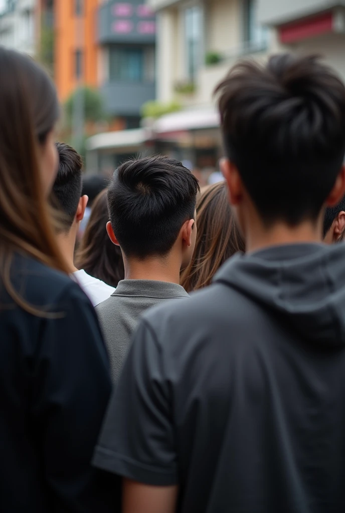 Photo taken while standing behind group of people 