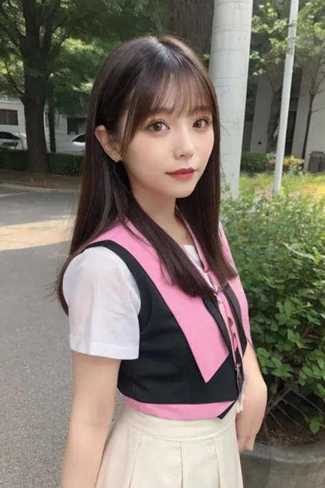 Japanese adult beauty、20th Generation、Black lob hair、Light pink vest and tight skirt(Summer use)、White short sleeve blouse、that&#39;It&#39;s a little transparent、A tight waist that can be seen even through clothes、Attractive body、Good breast shape、that&#39...