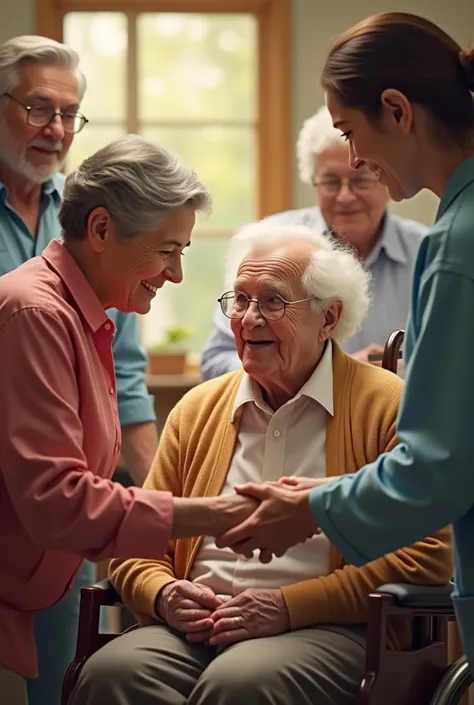 People caring for the elderly 
