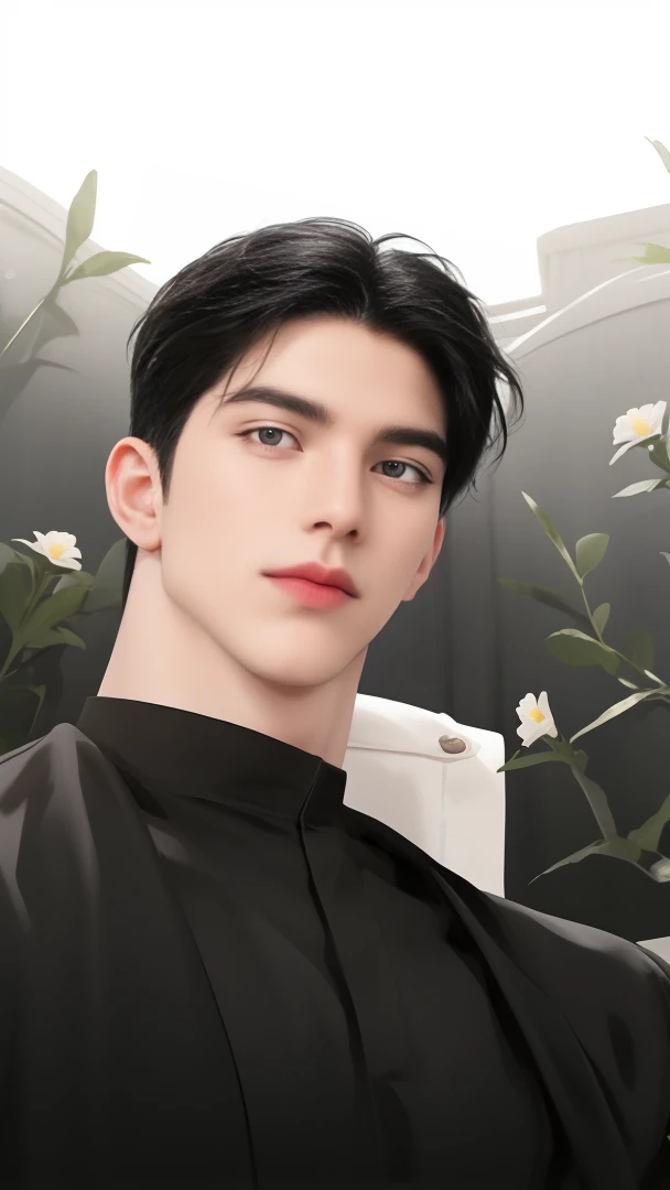 masterpiece, 1boy, adult, handsome, black hair, undercut hair, perfect face, detailed eyes and face, black eyes, clean shaved, muscular, capturing a rural atmosphere, dynamic lighting, unreal engine 5, hd picture