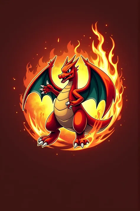 Logo pokémon fire Red com charizard 