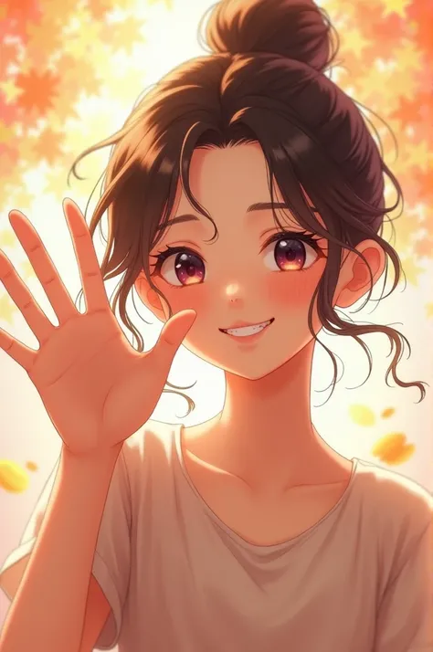 Lovely girl waving hello