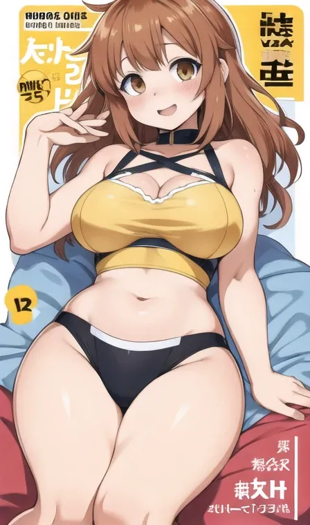 Ochako Uraraka (Best Quality, masterpiece),sexy mami, Cover of a women&#39;s cooking magazine., , naked, Erotic, 18+, NSFW, 1 girl, 30 years, Awesome, Beautiful, comforting smile, hourglass figure, super mini bikini, delantal piny, beautiful food, Text, Di...