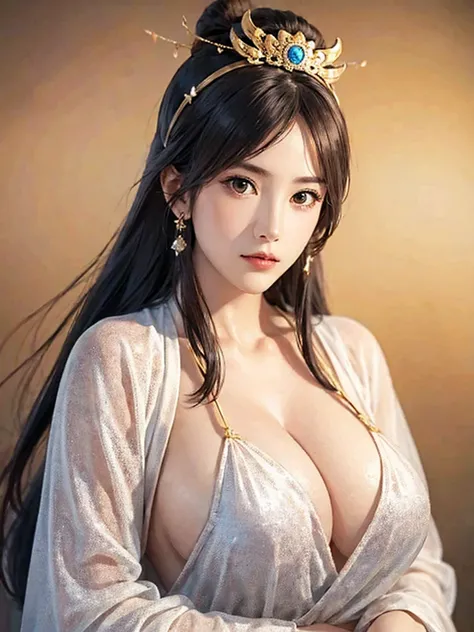 1 Woman in Han Dynasty Armor、There are exquisite patterns on the armor of the Han Dynasty、beautiful girl、Delicate body, Exquisite eyes、Long hair,、Gorgeous hair ornaments, Han Dynasty landscape、Everlasting,、whole body、Three Kingdoms、 Large Breasts， Solid ba...