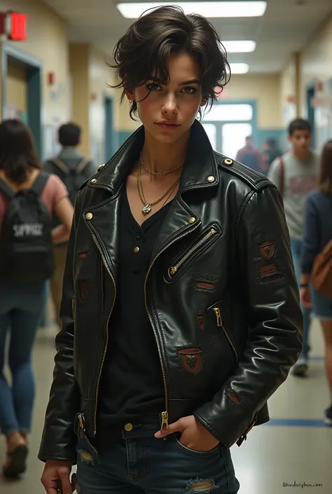 leather jacket school
