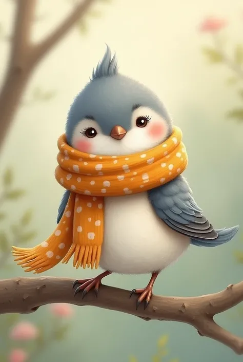 A long-tailed tit wearing a small scarf