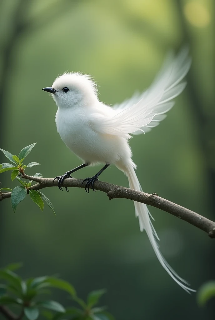 Pure white long-tailed tit