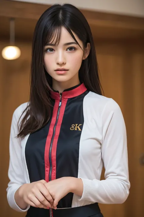 (8k, RAW Photos,Highest quality, High resolution:1.1), (Ultra-realistic:1.4),(Realistic, Realistic:1.3),The Beauty of Japan、Rhythmic gymnastics club、Rhythmic Gymnastics Uniform、((Upper Body:1.3))