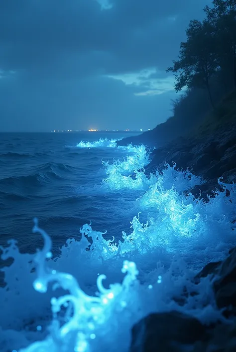 image of sea foam starting to glow