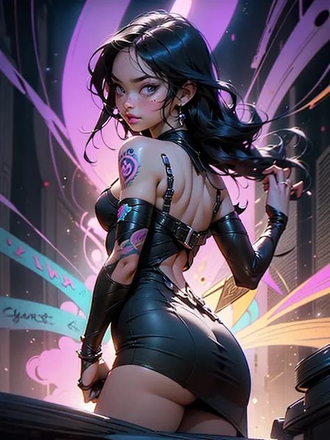 highly detailed portrait of 2 tattooed women, a black woman in a mini dress and a caucasian woman in a mini dress, 2 little girls, por Atey Ghailan, por Greg Rutkowski, by greg tocchini, por James Gillard, por Joe Fenton, by Kaethe Butcher, voluptuous, sup...