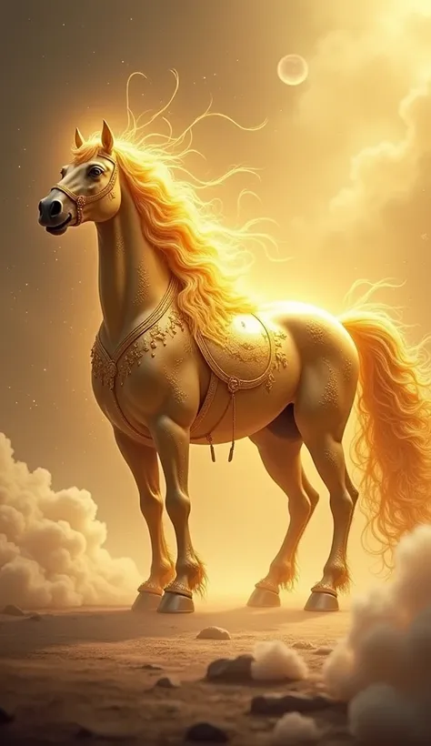 Golden guardian deity, a beautifully-coated horse