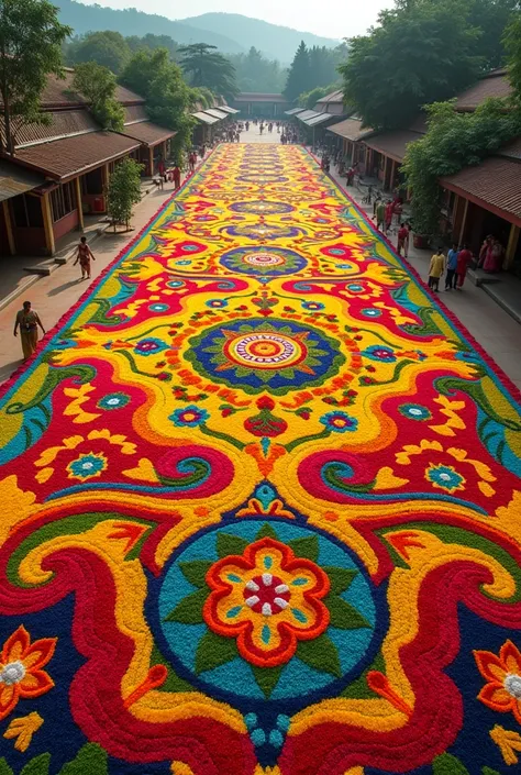 Kerala famous festival onam celibretion flower carpet design 