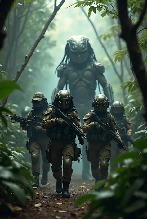 A military squad being hunted by the predator 