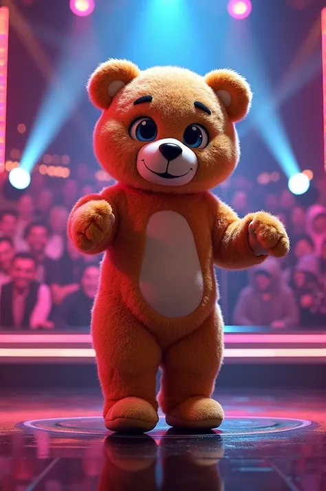 created an image of a person wearing a mascot named "Baby Bear" on the show The Masked Singer