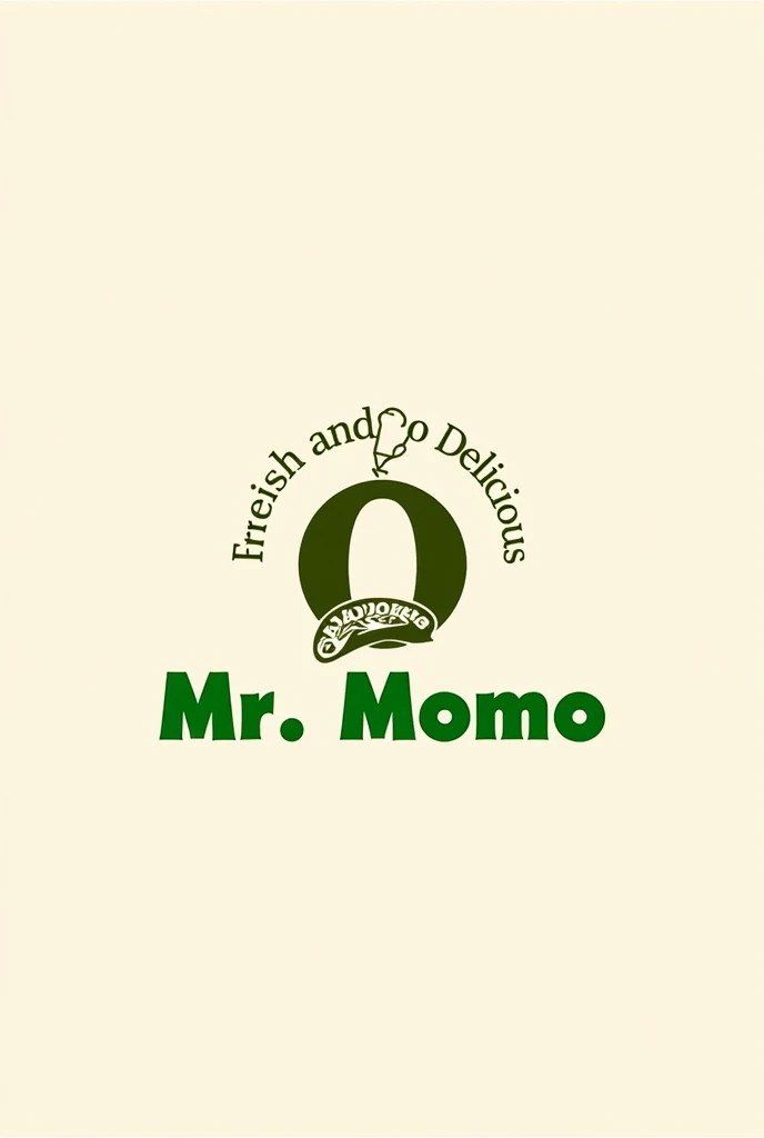 Company name is Mr .MoMo and momo design in o capital and slogan is fresh and delicious and colour combination is brandable symbol is chef  like nepali men dimsum