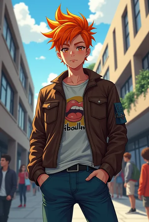 A cool high school boy with cool orange hair