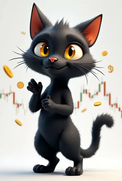 I want an avatar of a black cat that is trading without 
 background and that this cat is a bit animated .focus on trading