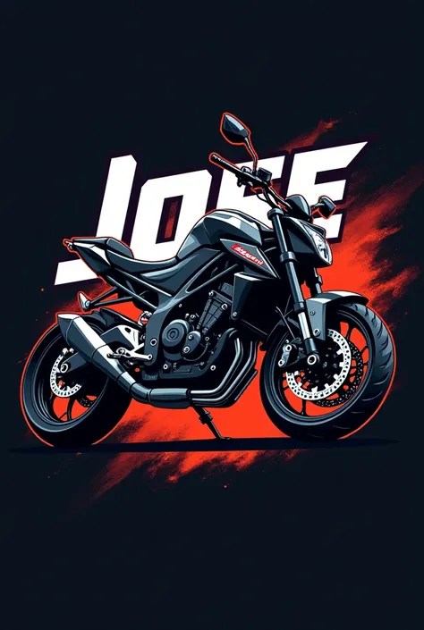 Create a logo that says José with a photo of a Yamaha MT 09