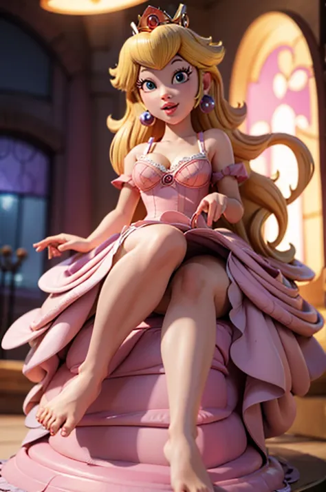 princess peach bratty on her throne on lingerie showing up and moving faster and hipnotically her feet only for money