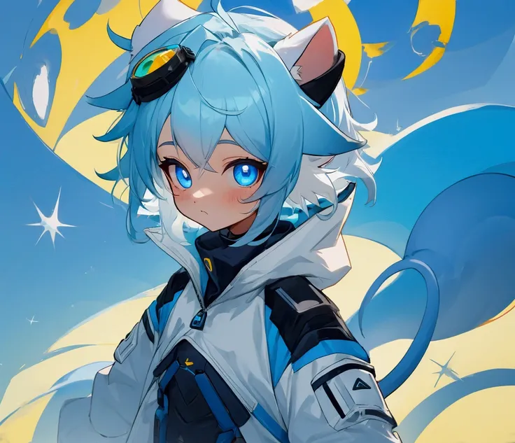 boy,goggles,Weasel ears,stupid hair,Galbal,Sky blue eyes,cuteness, tech wear