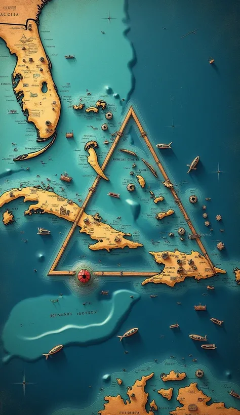 Cut to map showing Bermuda Triangle